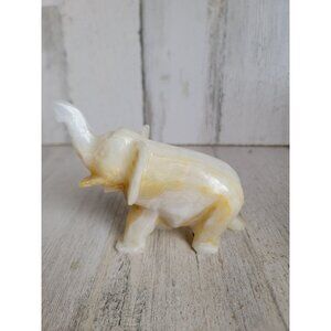 Onyx carved elephant white home decor unique figure safari‎